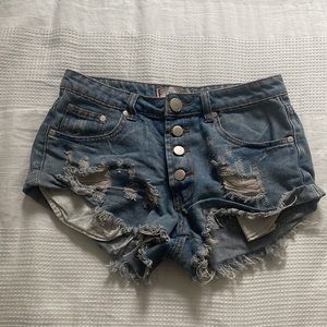 Signature Eight distressed denim shorts